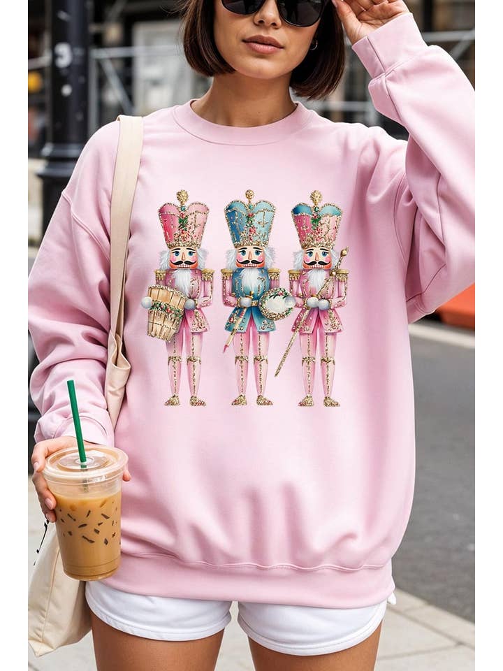 COLORBEAR - Venta al por mayor Camiseta estampada - Mujer - Sudadera gráfica rosa de Cascanueces de Navidad16