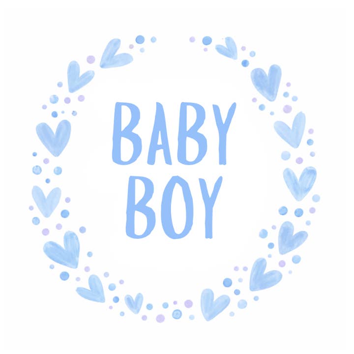 Petimo – wholesale Baby card – Baby Boy Blue Heart Wreath New Baby Card2