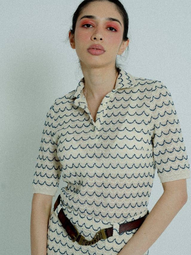 Camisa ligera de punto de algodón con botones y manga corta Marine para venta al por mayor de relax baby be cool