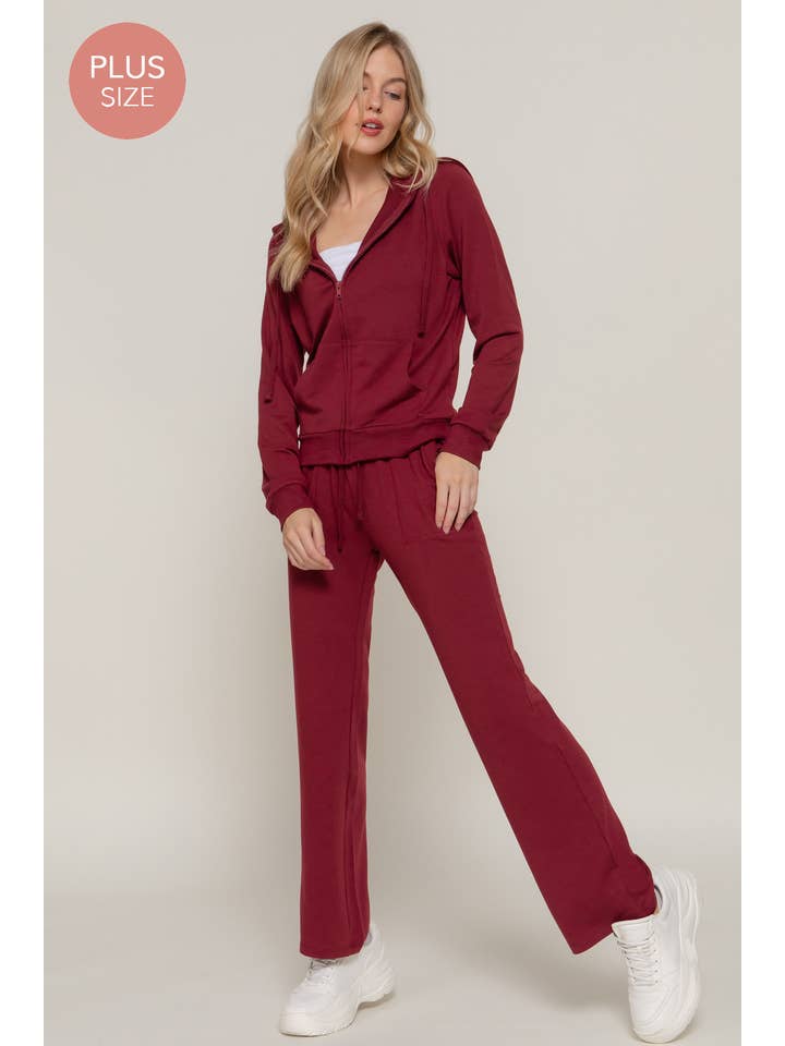 Active Basic | Active USA – Conjuntos Casual - Mulher por atacado – Conjunto de Moletom Plus Size com Jaqueta de Capuz Manga Longa e Calças6