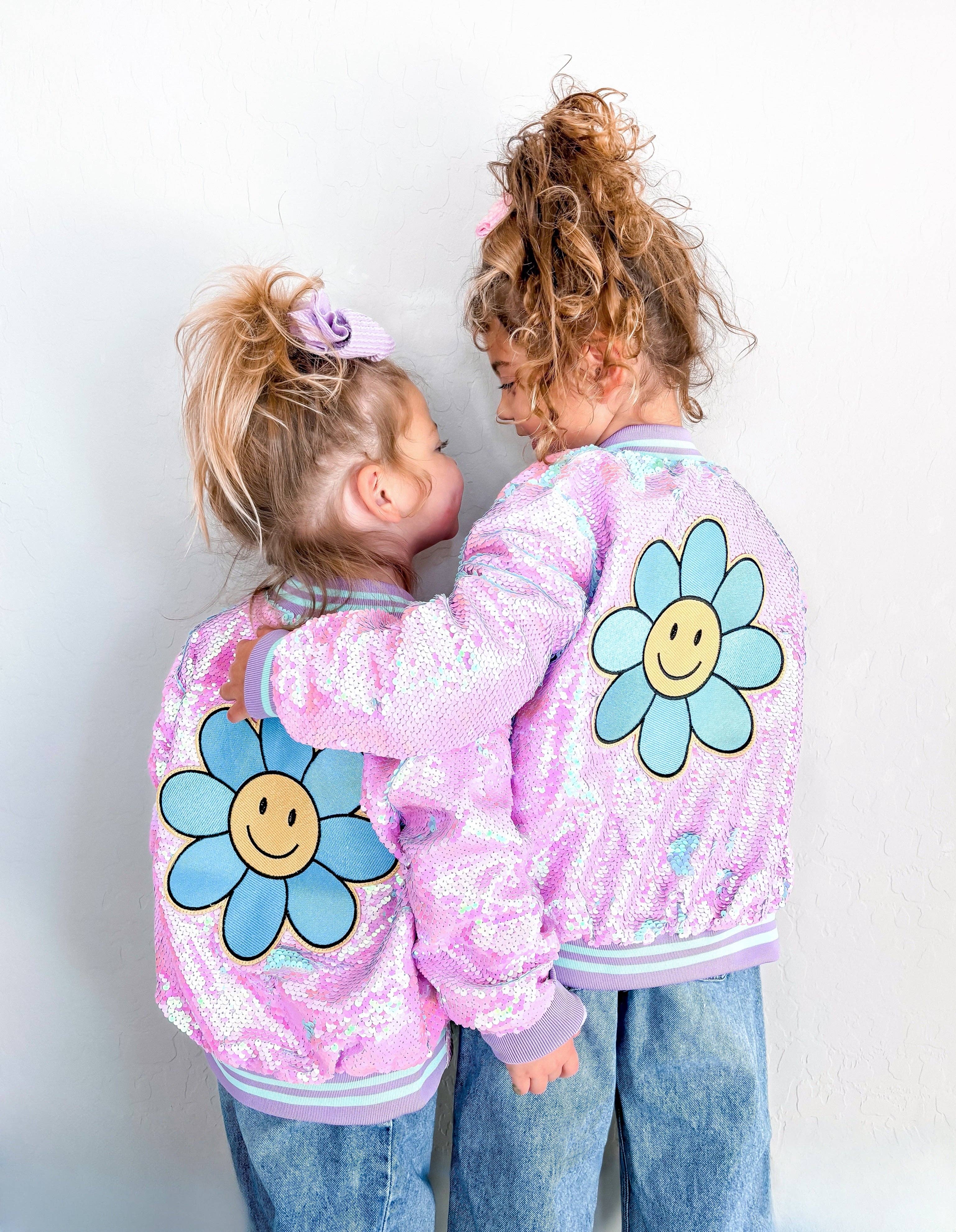 Three Wildflower Designs - Wholesale Bomber Jacket - Kids - Purple Sequins Patched Bomber Jacket5