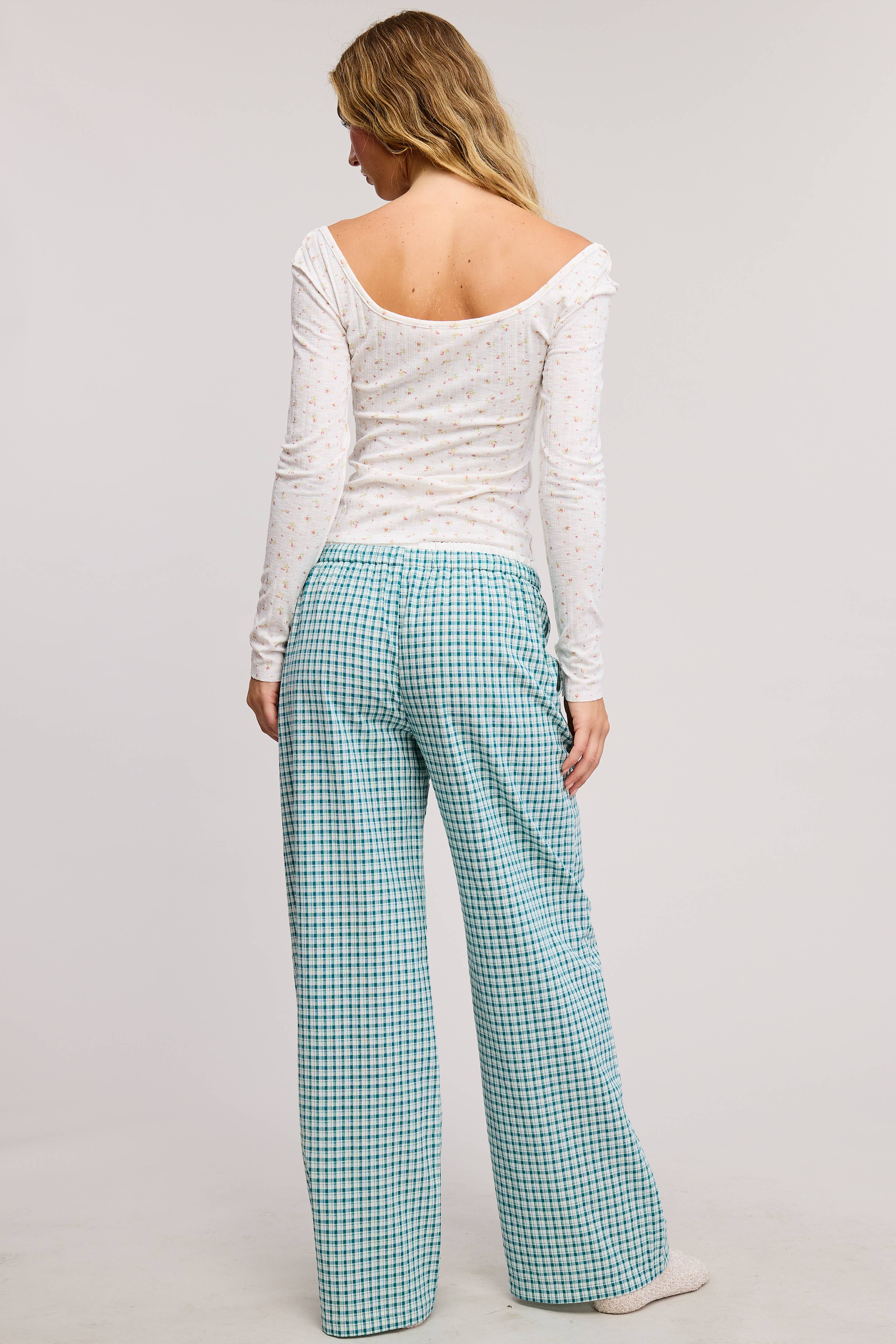 Mimosa - Wholesale Lounge Sweatpants/Joggers - Women's - Gingham Boxer Lounge Pants with Contrast Waistband12