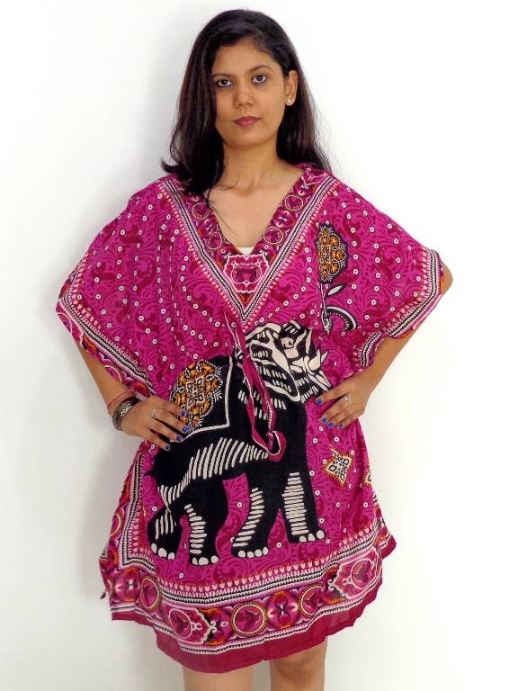 Meghcraft - Wholesale Kaftan - Women's - Assorted Vintage Recycled Silk Kaftan Mini Dress Top Poncho8