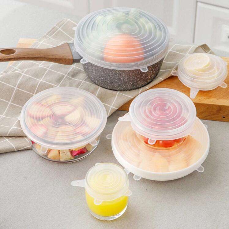 Farben mischen und anpassen Wiederverwendbare elastische Silikondeckel in Lebensmittelqualität, 6 Stück, Mindestbestellmenge 10 Stück für den Großhandel auf Faire18