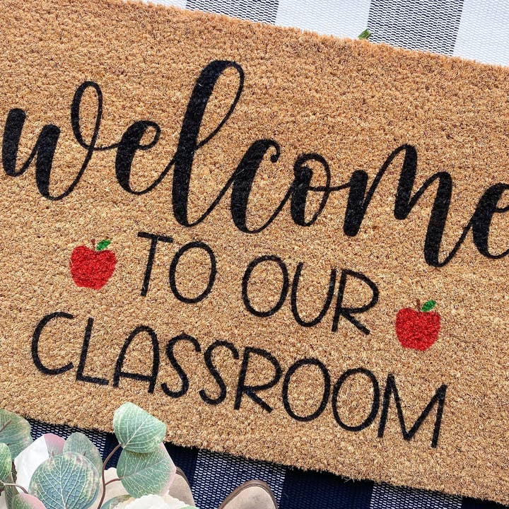 Welcome To Our Classroom - Teacher Doormat for wholesale by PaintedStorkDesigns