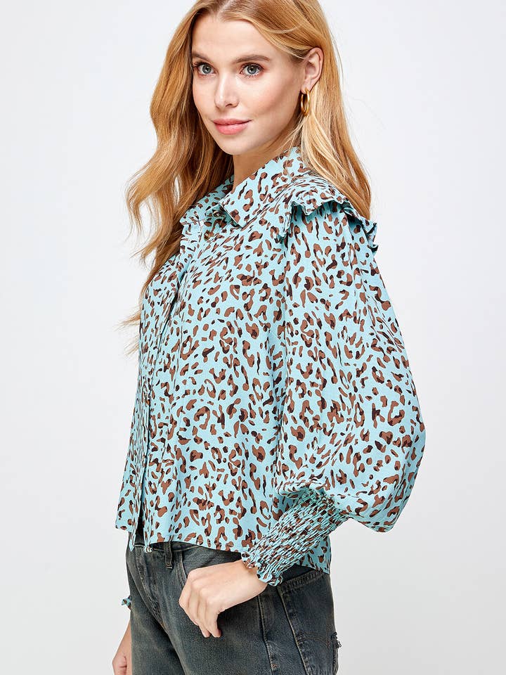 Sans Souci - Wholesale Blouse - Women's - RUFFLE SHOULDER PAD BLOUSE - GST1949