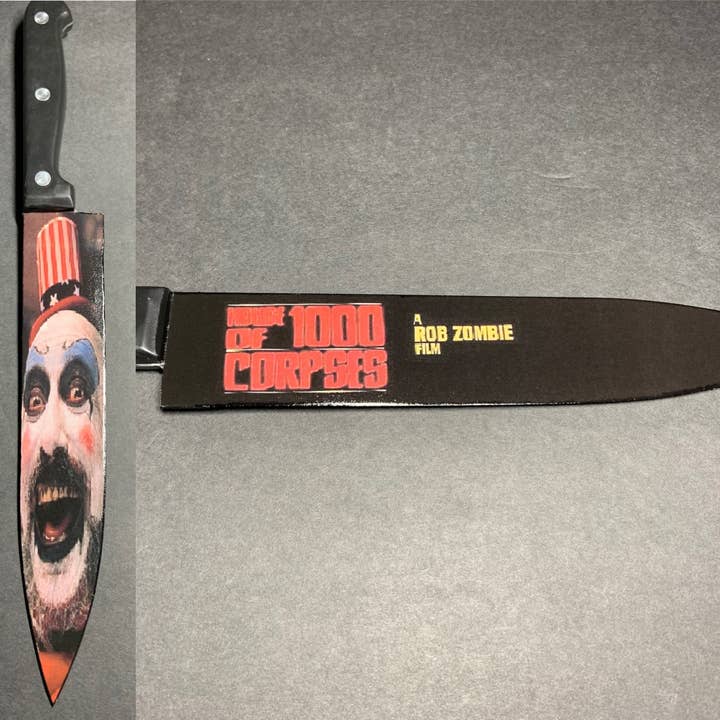 Dead Dave Designs - Wholesale Kitchen/Utility Knife - Captain Spaulding House of 1000 Corpses Kitchen Knife With/Without Sublimated Stand