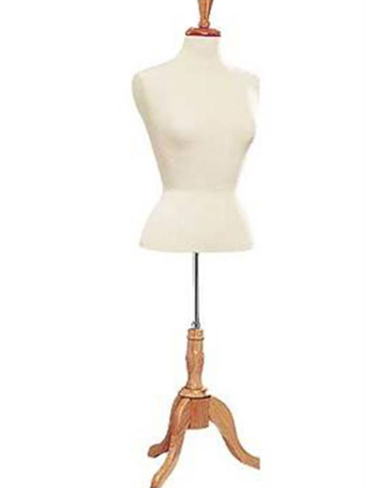 Female Off-White Jersey Blouse Form With Wood Base & Finial for wholesale by Store Supply Warehouse
