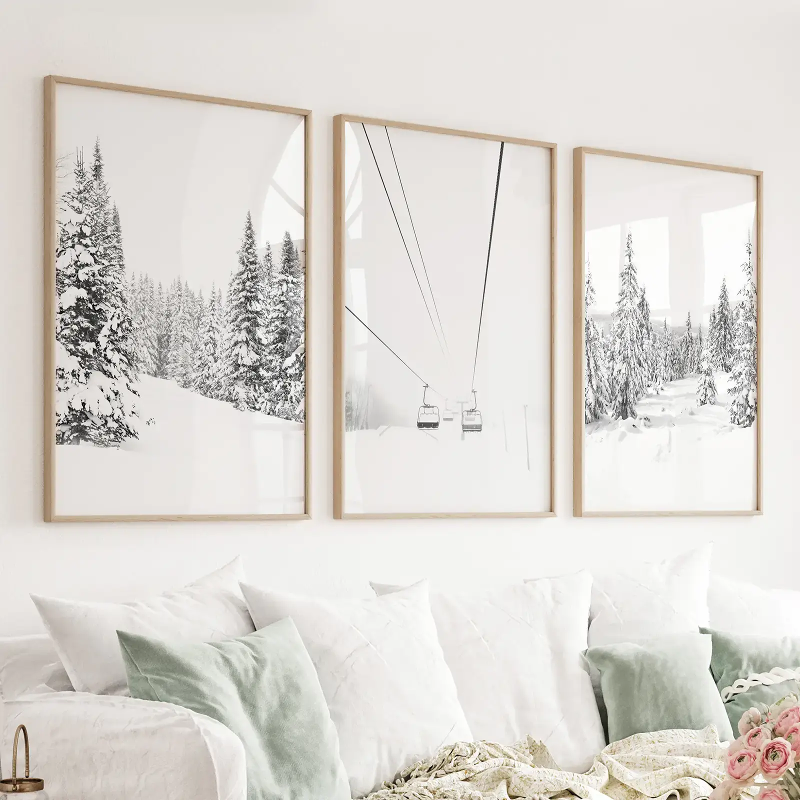 Art Lane - Wholesale Gallery Wall Set - Winter Skiing Black White Wall Art. Ski Lift, Snowy Forest9