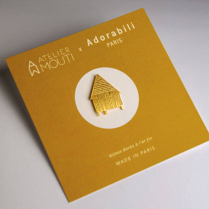 Pin's Cabanes Moutarde x Atelier Mouti pour la vente par Adorabili