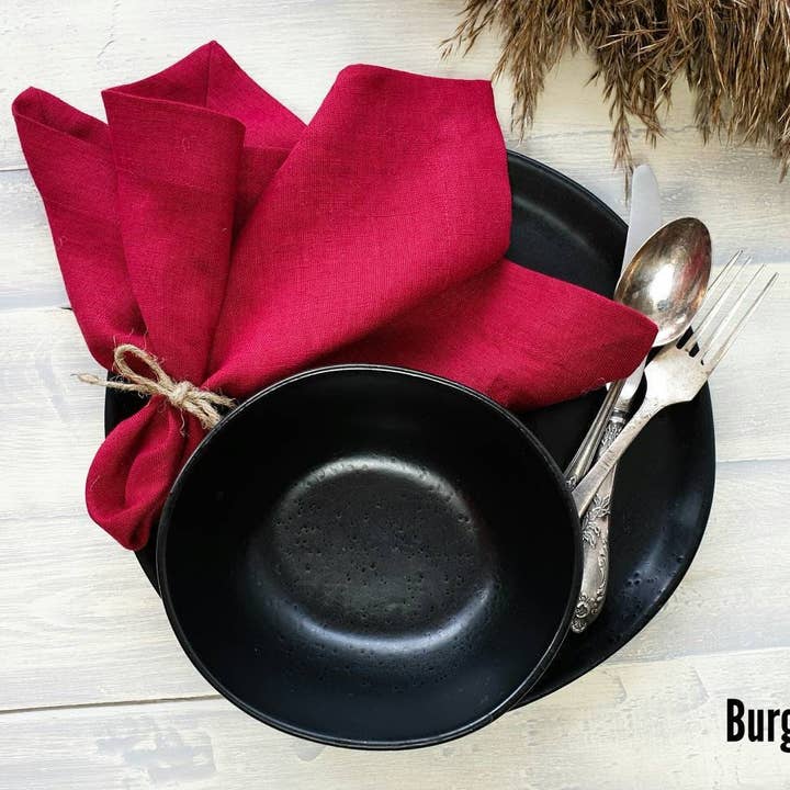 The Raw Linen - Wholesale Dinner & cloth napkin - Pink linen napkins set - many COLORS red burgundy0