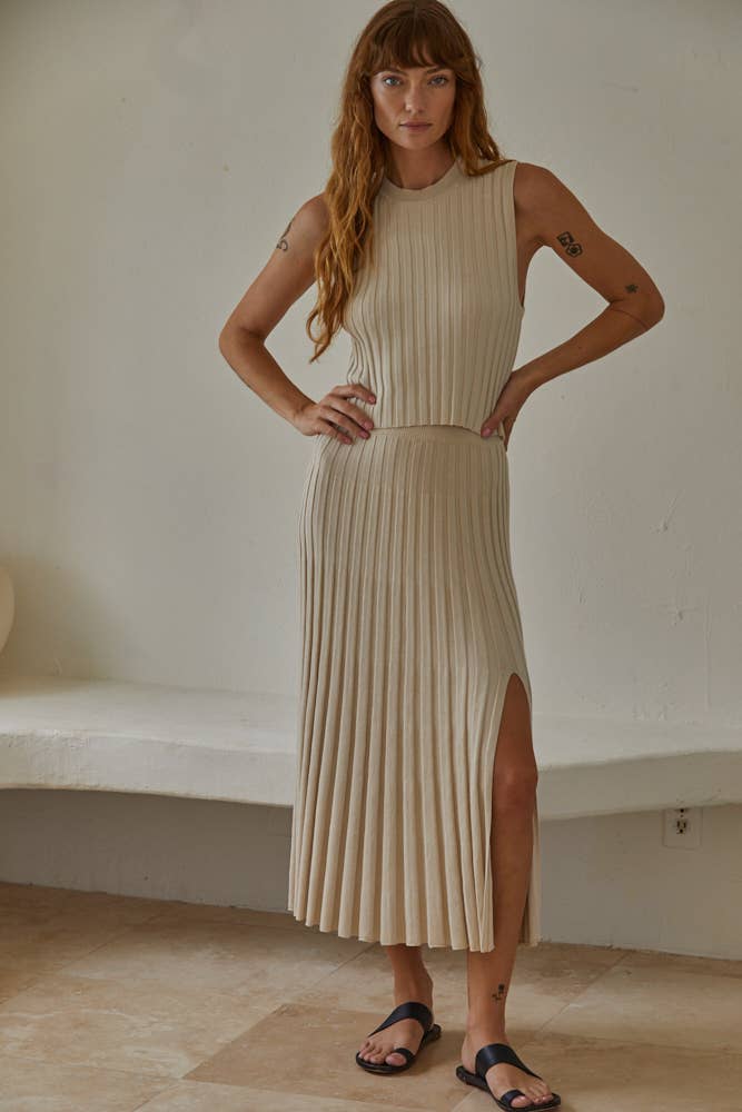 Bronzage Top sans manches en maille côtelée à col rond By Together en vente sur Faire2