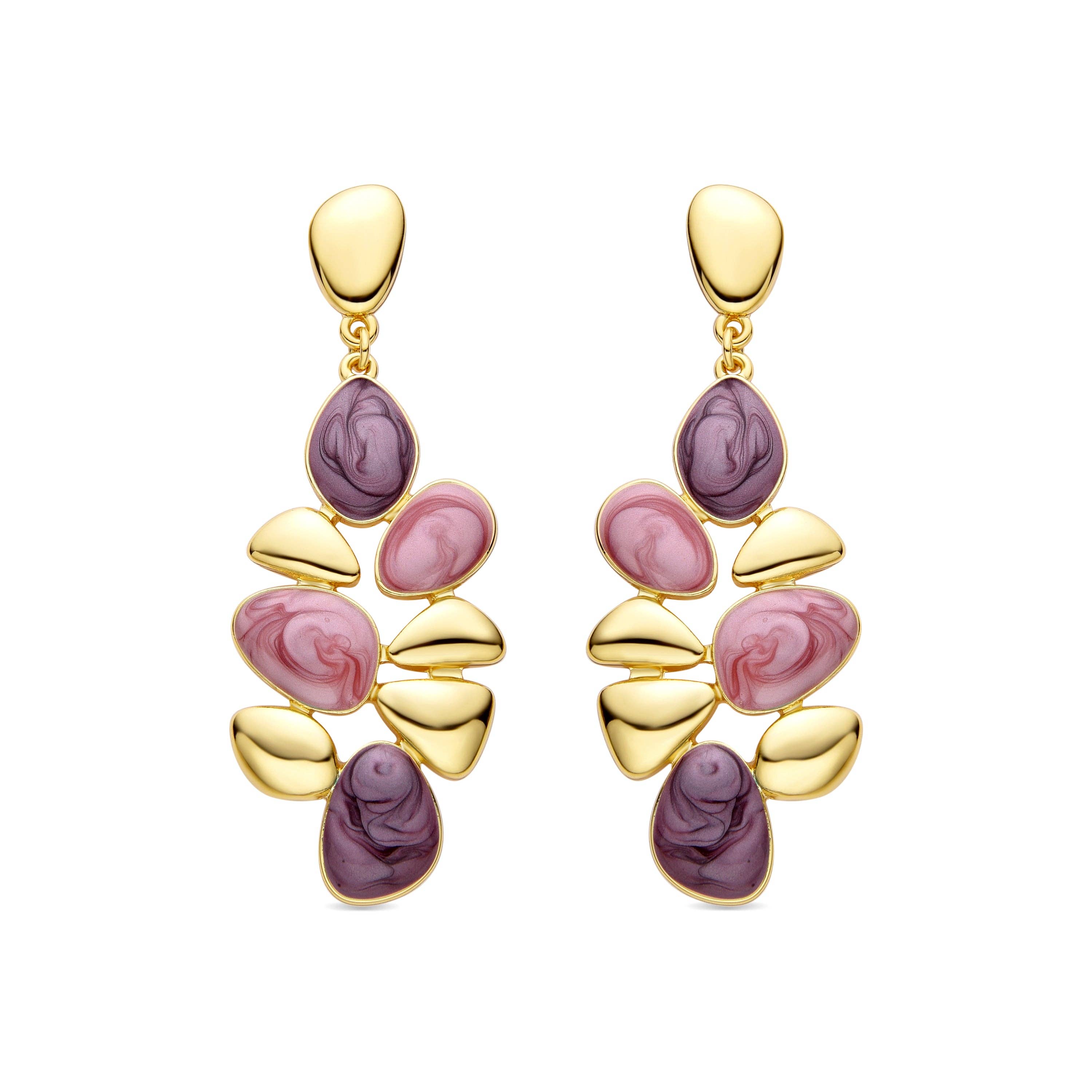 Luxenter - Wholesale Dangle Earrings - Pendientes de Resina Violeta acabados en oro amarillo de 18K - Nortul
