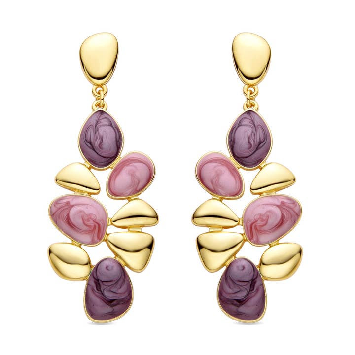 Luxenter - Wholesale Dangle Earrings - Pendientes de Resina Violeta acabados en oro amarillo de 18K - Nortul0