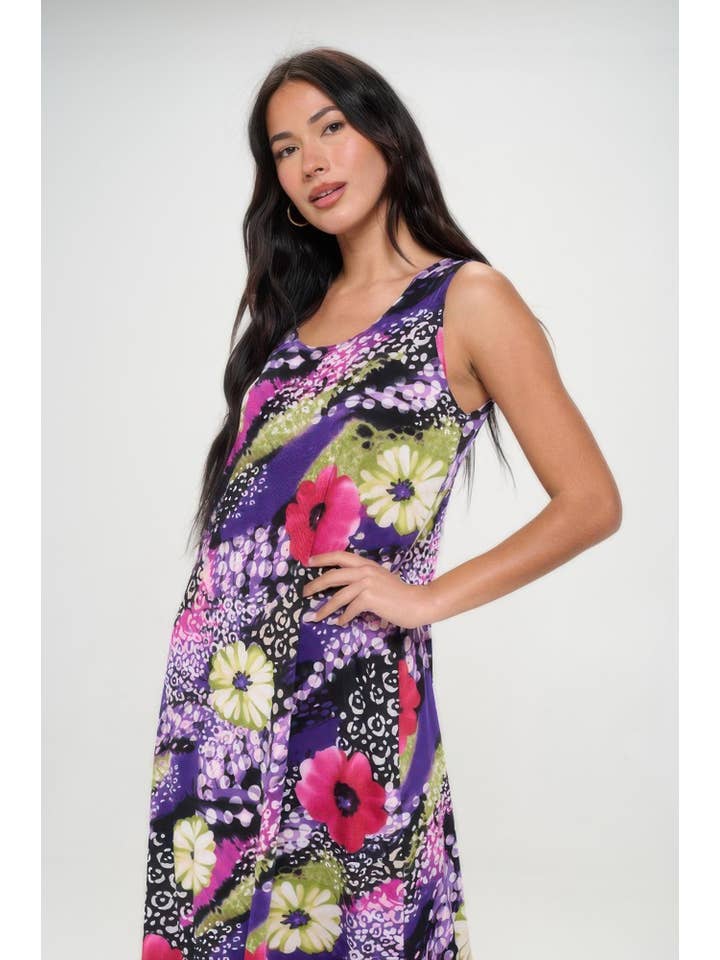 CC Wholesale Clothing - Wholesale Dress - Women's - Bns Print Long Tank Dress