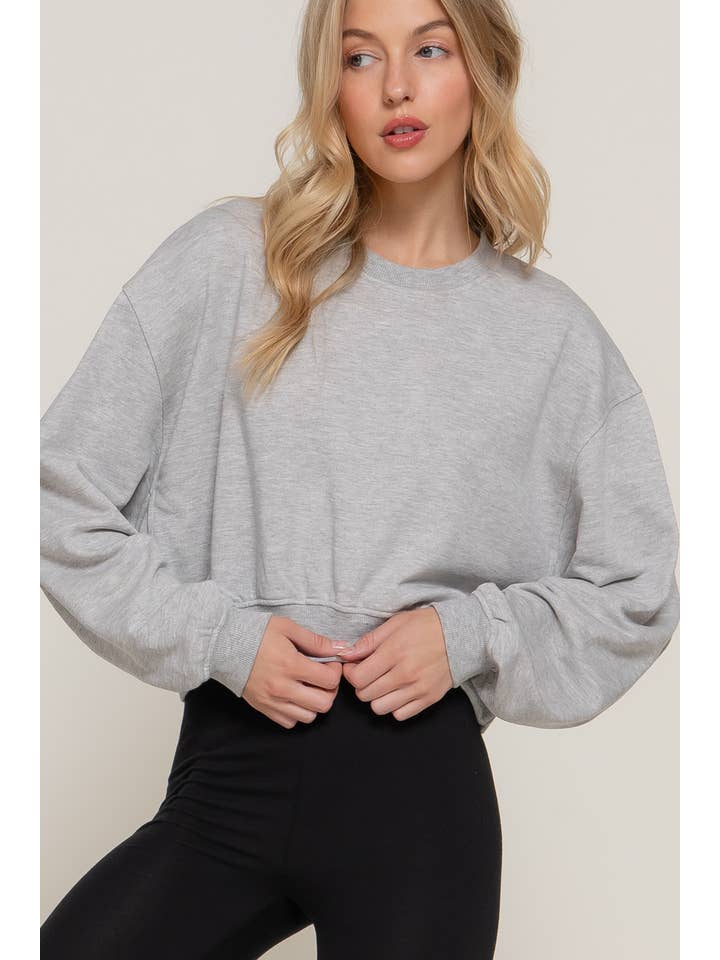 Active Basic | Active USA - Wholesale Sweatshirt - Women's - Long Sleeve Crew Neck Short Sweatshirt