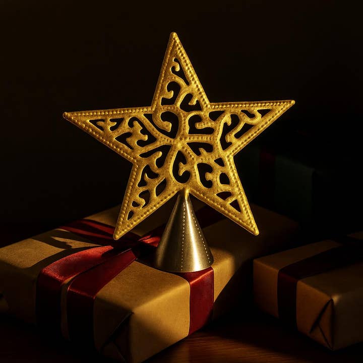 Beyond Borders - Wholesale Tree Topper - Gold Filigree Star Tree Topper1