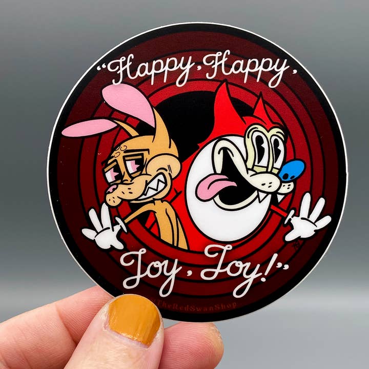 The Red Swan Shop – Engroshandel Klistermærke – Vinyl Mærkat - Ren og Stimpy - Gummislangestil1