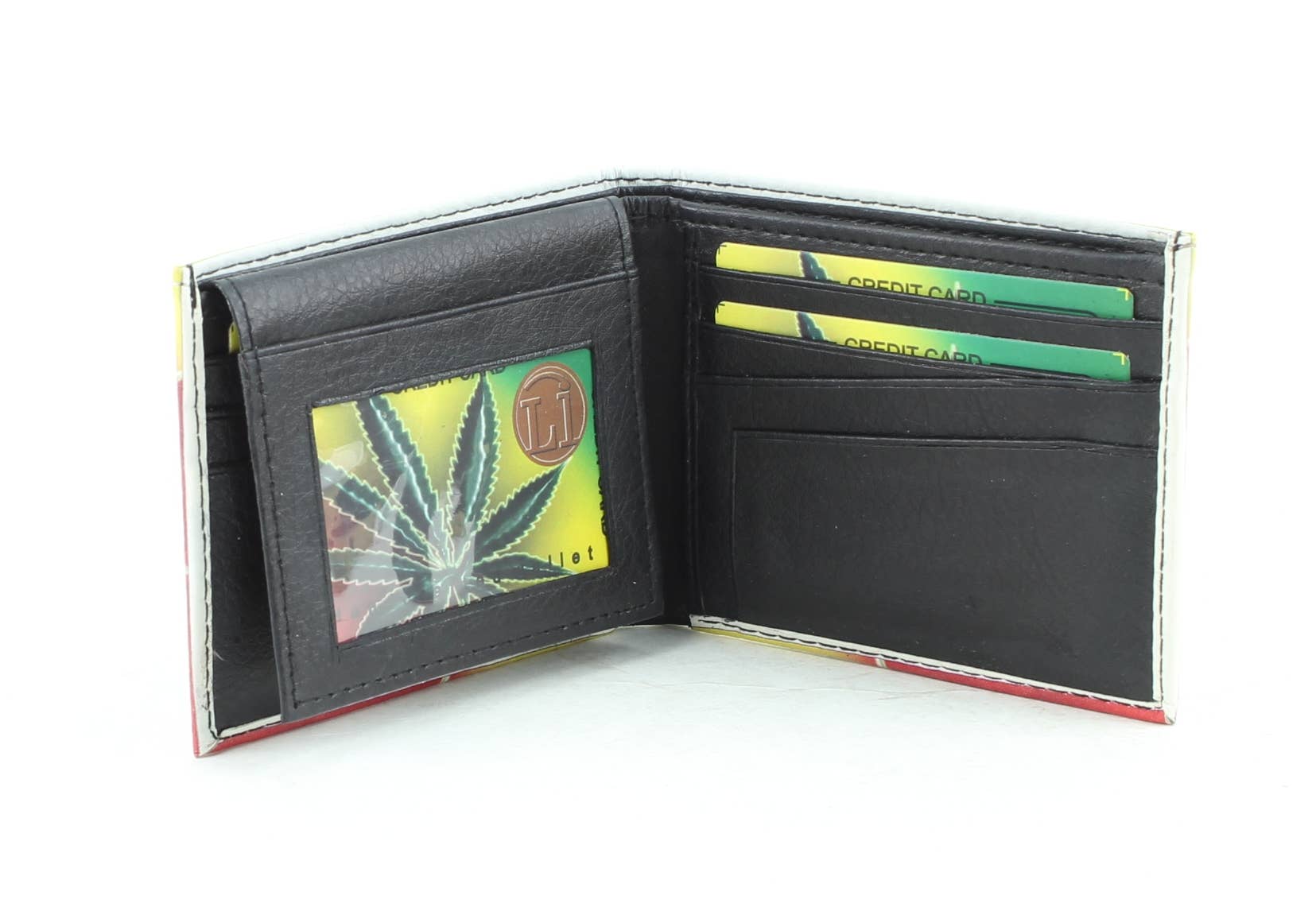 Leather Impressions Inc - Wholesale Portemonnee - Heren - Rasta Marihuana Blad Bi-Fold Vegan Leren Portemonnee VL5289