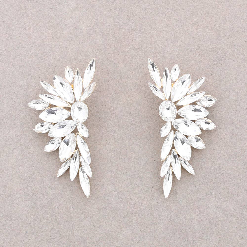 Sonata - Vente Bijoux à boutons pression - Boucles d'oreilles ailes en métal avec cristaux7