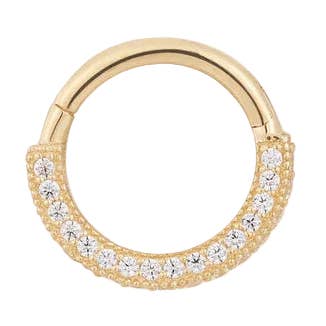Showcase – CZ Pavé – 14K Gold Clicker Ring for wholesale by Piercing-zone