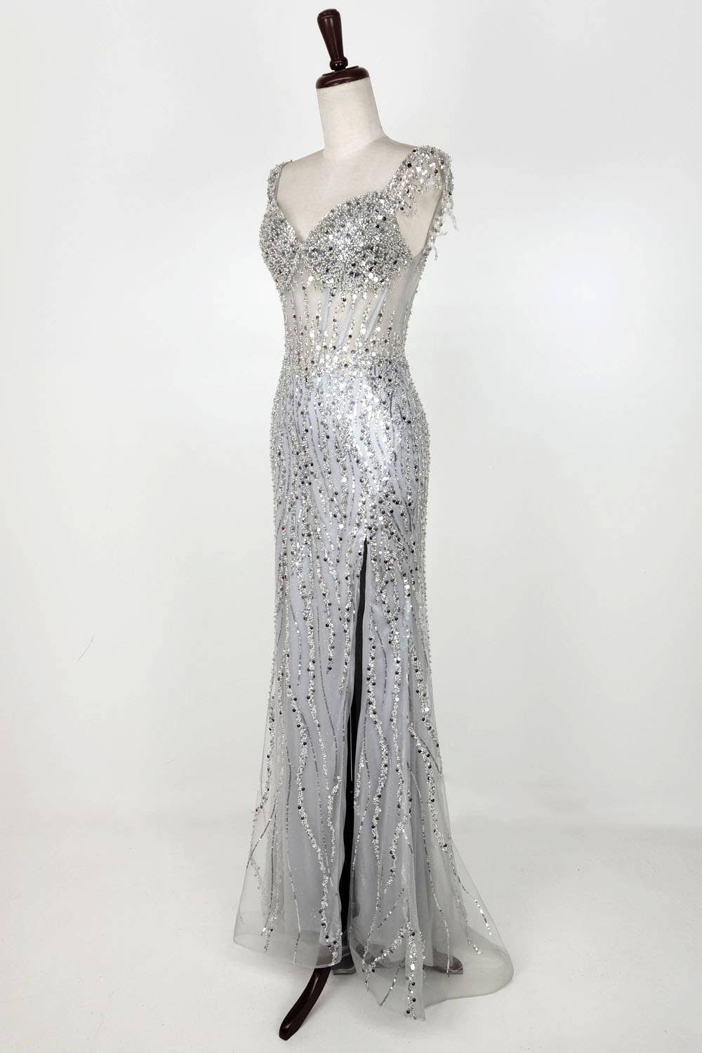 Chicas - Wholesale Gown - Women's - Off the Shoulder Sequin and Bead Long Dress C33160