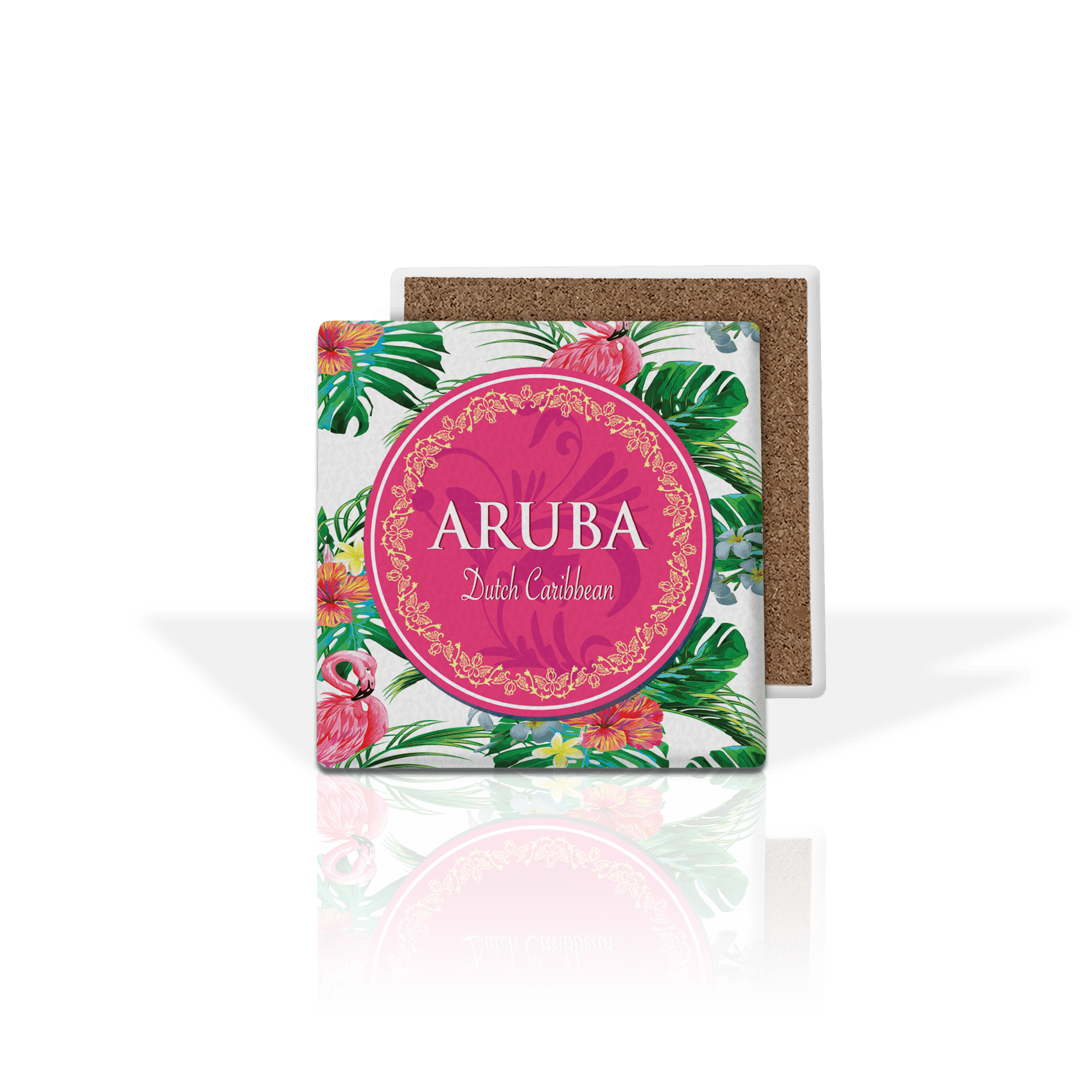 Matrix - Wholesale Coasters - Customizable Absorbent Stone Coaster: Flamingo Paradise0