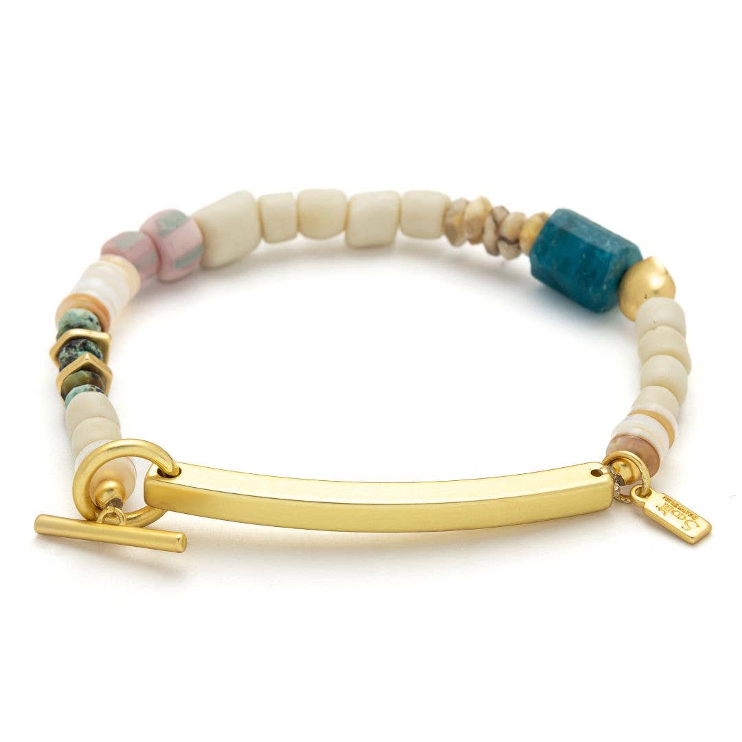 Scout Curated Wears - Wholesale Beaded Bracelet - Hidden Message Bracelet - F♥cking Great/Blue Apatite/Gold0