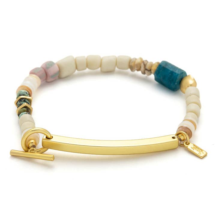Scout Curated Wears - Wholesale Beaded Bracelet - Hidden Message Bracelet - Fâ„cking Great/Blue Apatite/Gold
