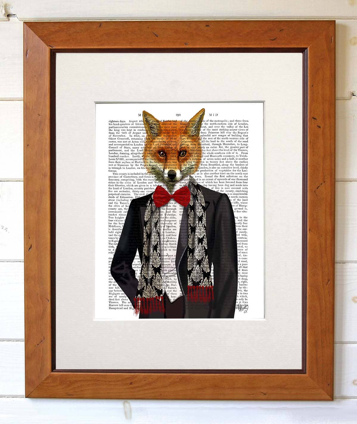 FabFunky Ltd – Engroshandel Kunsttryk – Ræv med Rød Butterfly Bog Print/Kunsttryk/Vægkunst2