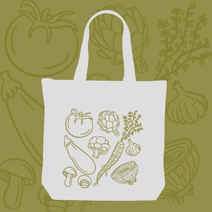 Sac fourre-tout en toile Eat Your Veggies pour la vente par Articuh
