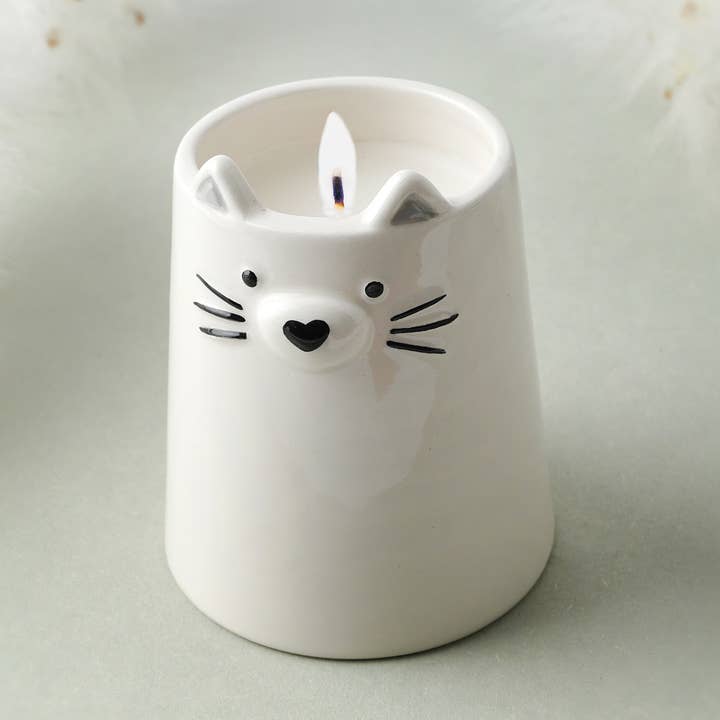 Send With Love Ceramic Cat Tealight Candle In Gift Box for wholesale by CGB Giftware