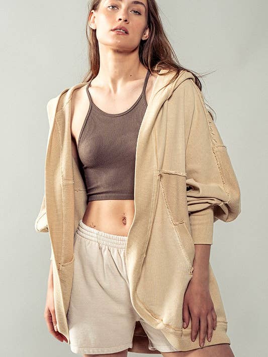 Urban Daizy - Wholesale Hoodie - Women's - ORGANIC EXPOSED SEAM HOODED SWEATER