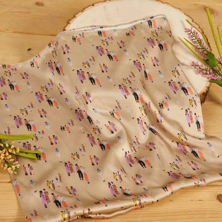 Lenço de Champagne People Print por atacado de Gilded Fox Silk