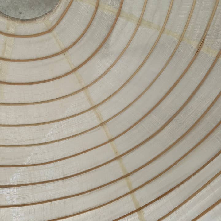 Office Objets - Wholesale Chandelier/Hanging Light - Medium round Japanese-style pendant light in rattan and natural linen D:401