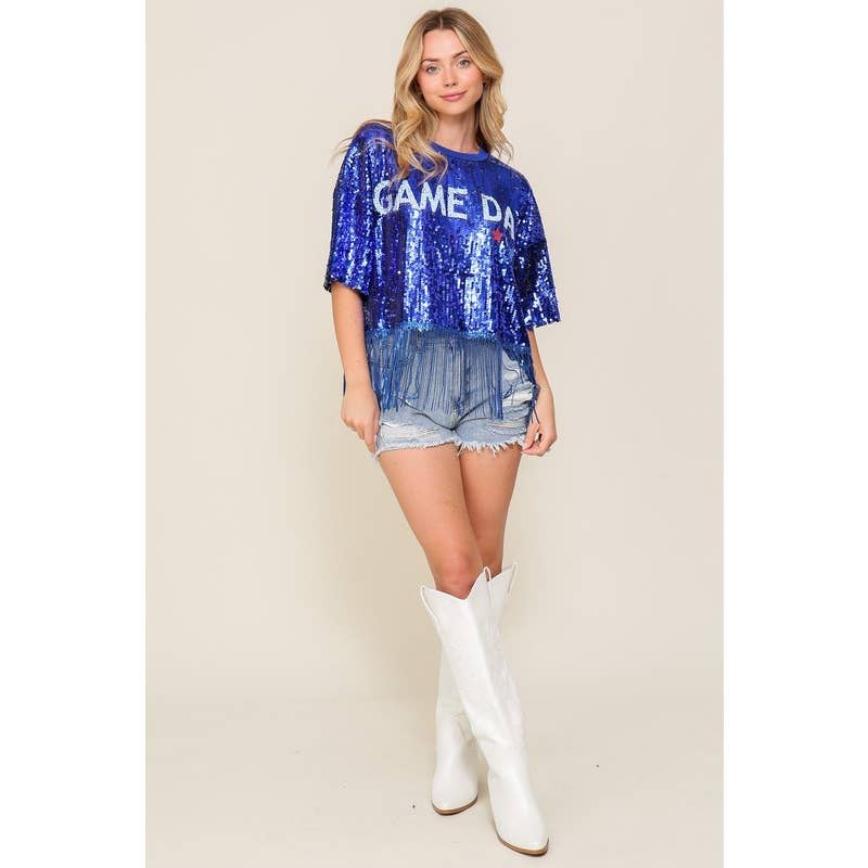 Paperdoll - Wholesale Blouse - Women's - Game day sequin fringe top13