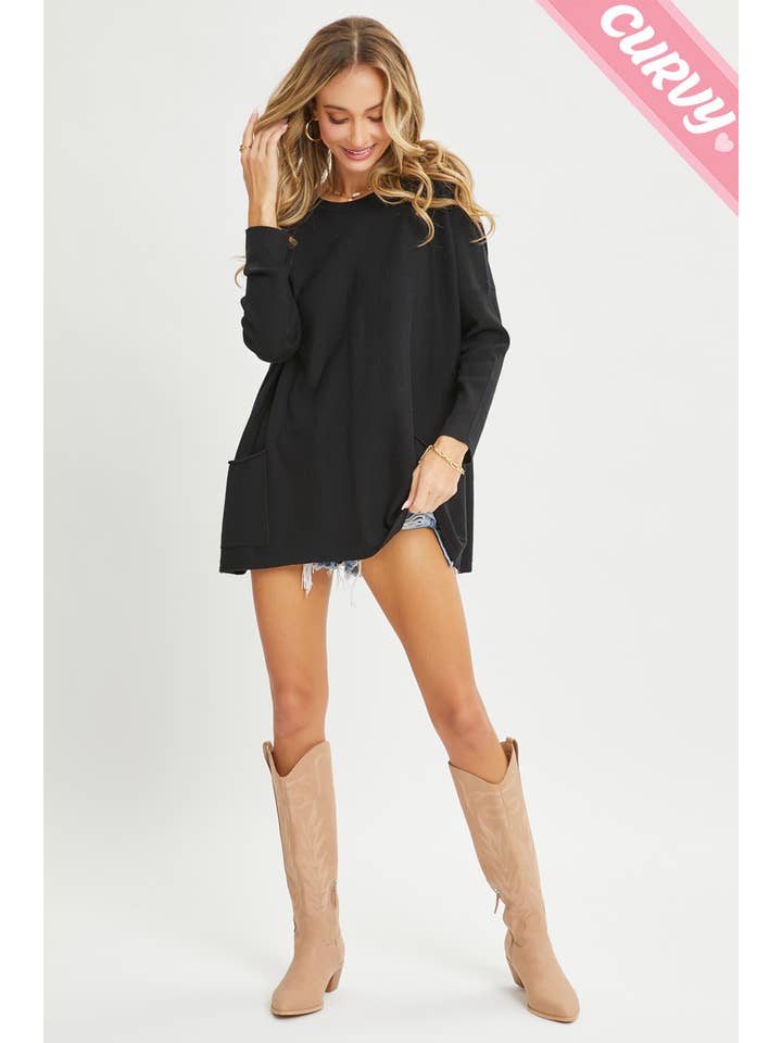 Sweet Lovely by Jen - Wholesale Tunic Sweater - Women's - FRONT POCKET OVERSIZE SWEATER PLUS SIZE31