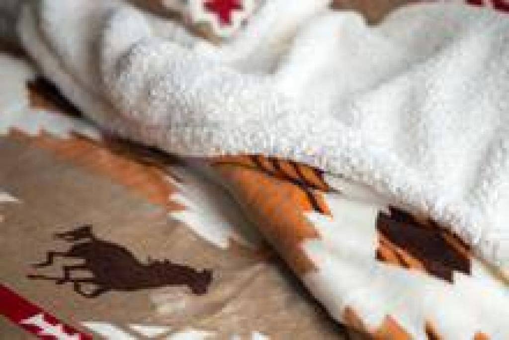 Linen Mart - Wholesale Bedding Blanket - Southwestern Wild Running Horses Lodge Sherpa Fleece Blanket1