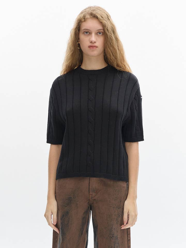 Jody Knit t-shirt_ Black for wholesale by Pastiche