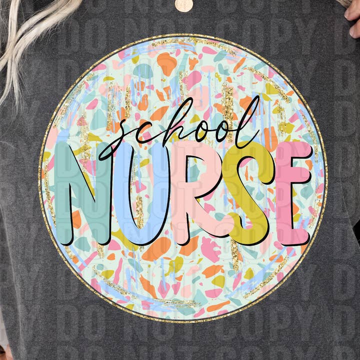 Trasferimento DTF per infermiere della Terrazzo Circle School per la vendita all'ingrosso da parte di K and M Designs