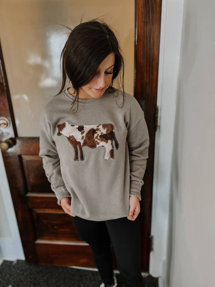 Cows Come Home | Handmade Sweatshirt for wholesale by The White Stitch