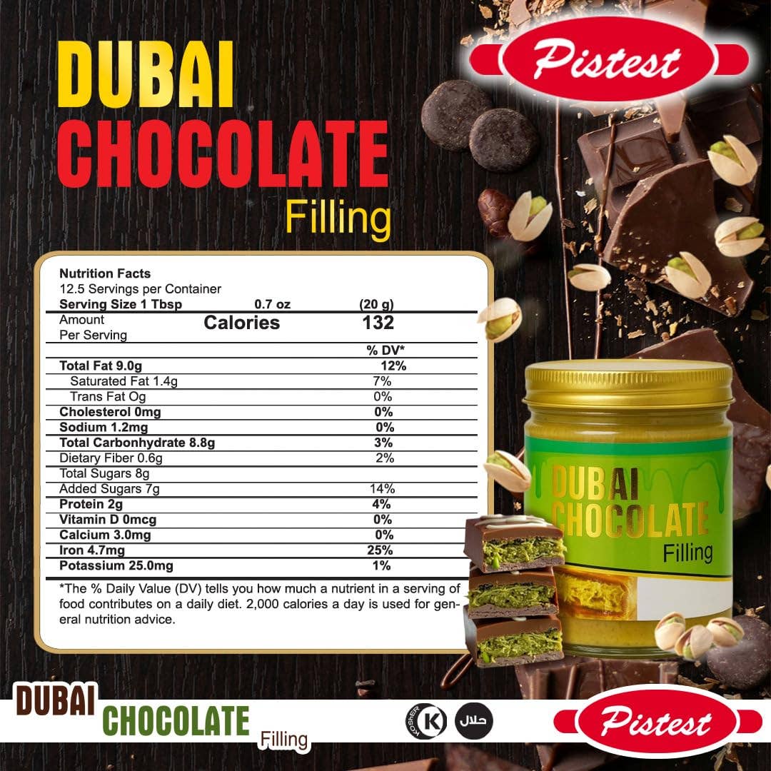 Pistest - Wholesale Chocolate bar - Pistest Dubai Pistachio Cream Chocolate Bar Filling 250g 8.81