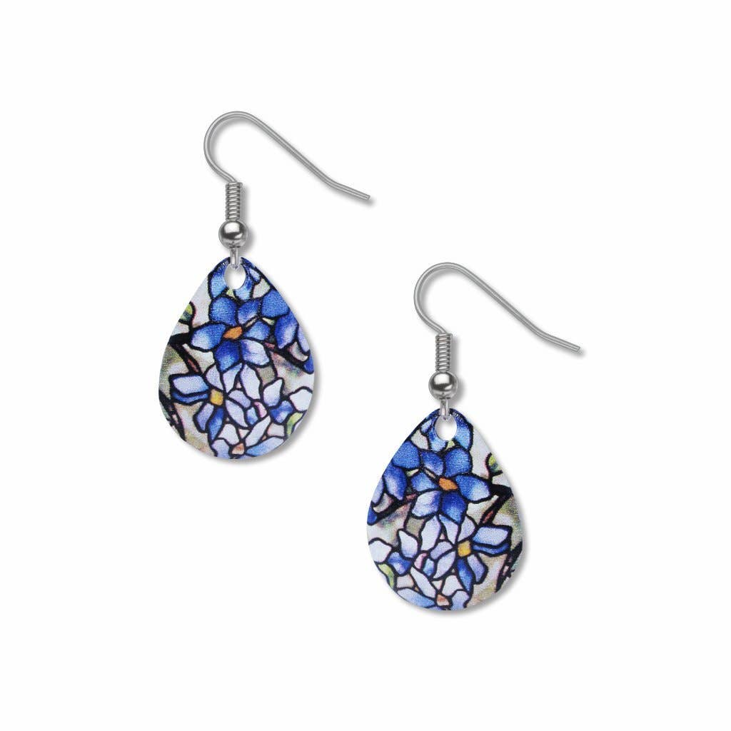 David Howell and Company - Wholesale Dangle earrings - Tiffany Stained Glass Clematis Earrings, MADE in USA