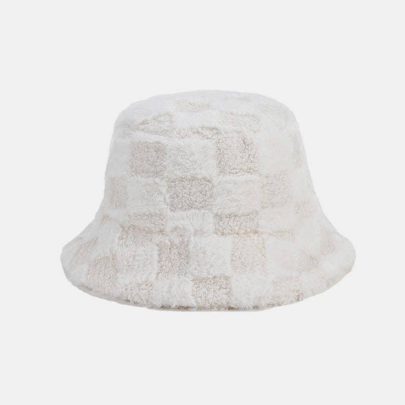 Dipped Shop – wholesale Bucket hat – Women's – Winter Fuzzy Trendy Plaid Thick Warm Bucket Hat DP25G7462