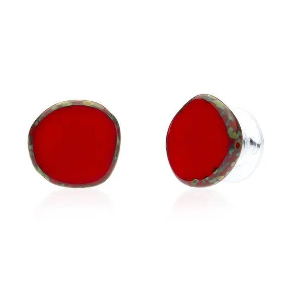 Pendientes rojos pequeños con cuentas de vidrio para venta al por mayor de Stefanie Wolf Designs