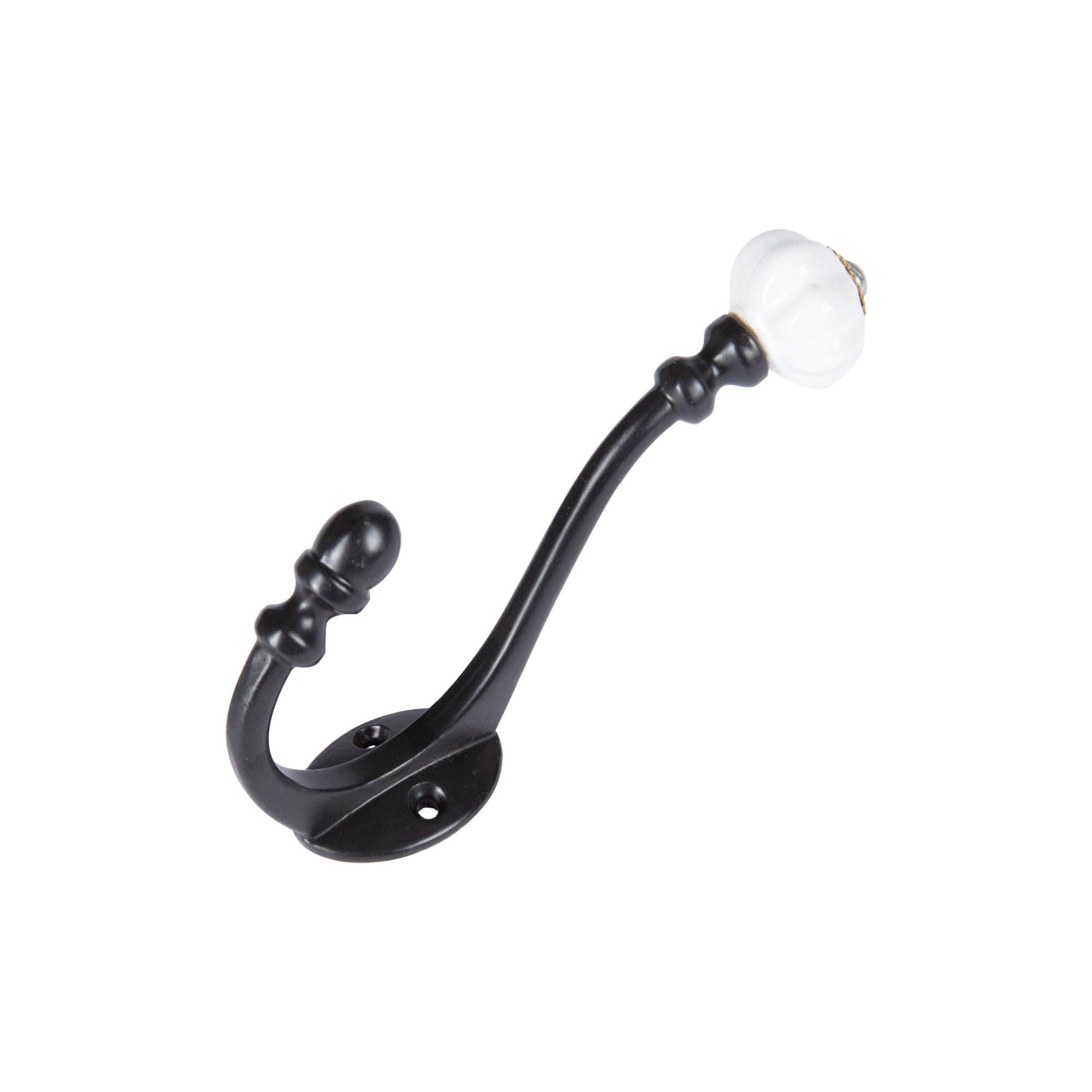Rinkit Ltd – wholesale Wall hook – Ceramic Flower Hat & Coat Hook - W30mm x H140mm - Black6