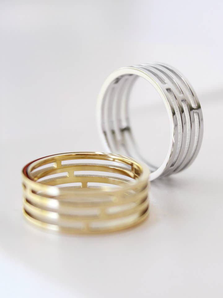 Anillo de Banda de Azulejos | Anillo Unisex | Anillo para Todos los Días para venta al por mayor de STUDIYO Jewelry