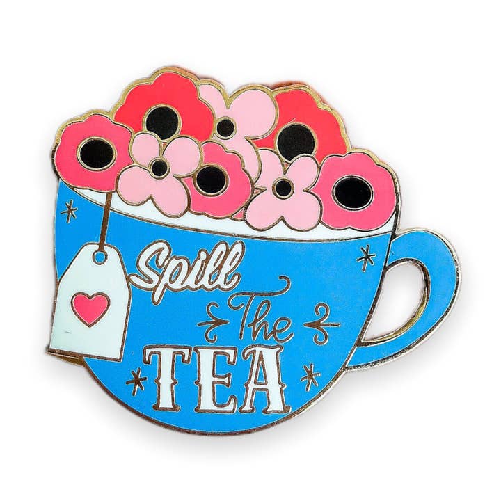 Spill the Tea Enamel Pin for wholesale by Quirky Crate