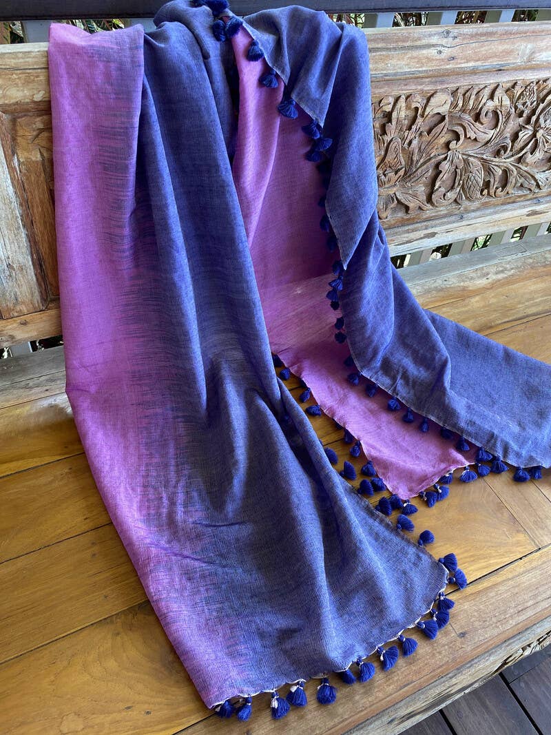 Indigo Handloom - Wholesale Scarf - Women's - Ebb & Flow - Plum Kitten3