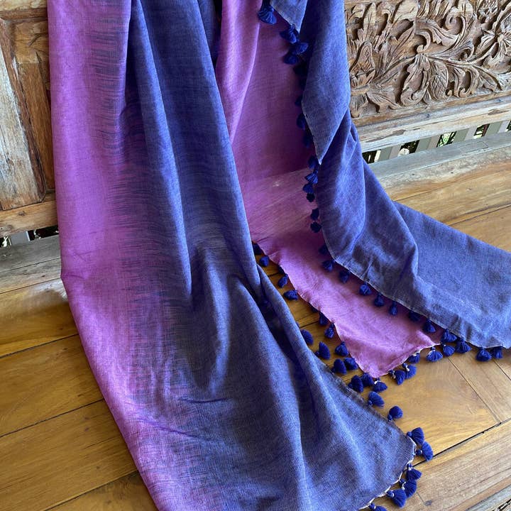 Indigo Handloom - Wholesale Scarf - Women's - Ebb & Flow - Plum Kitten3